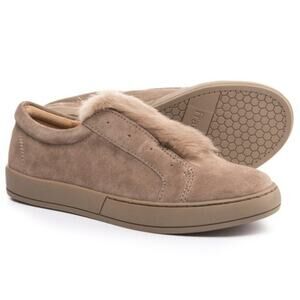 Franco Sarto Crescent Suede Faux Fur Slip On Sneakers Cocco Size 9 Preppy Casual